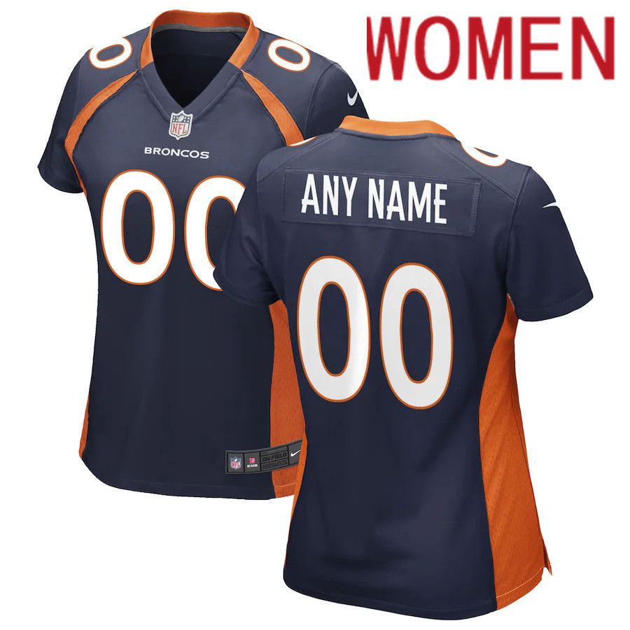 Cheap Women Nike Navy Denver Broncos Alternate Custom Game NFL Jersey